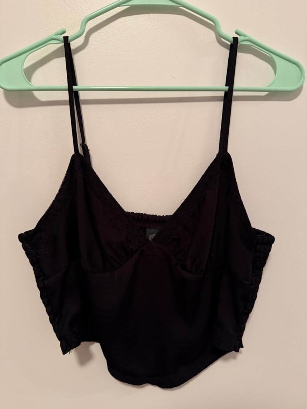 wild fable Black Lace-Trim Crop Cami